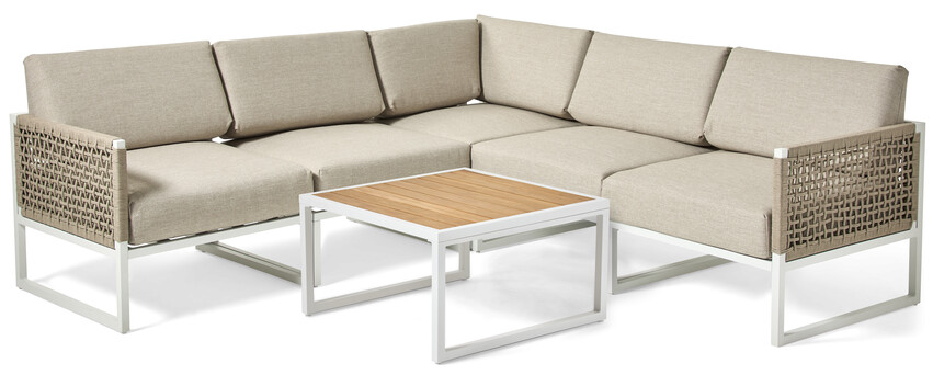 Avalon - Utesoffa med soffbord L 73 cm - Vit