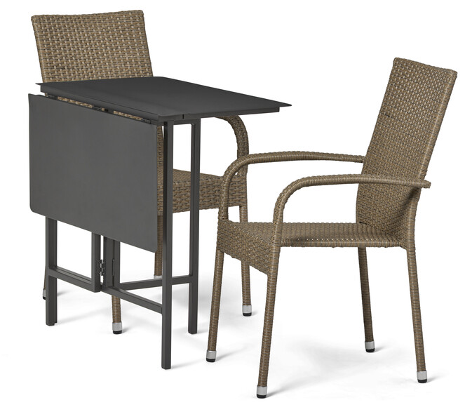 Caddy/Village - Utegrupp med bord och 2 karmstolar - Beige