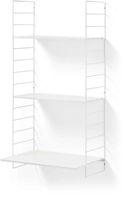 Wera, Vägghylla byggbar med skrivbordsdel, 60x30-45x121 cm