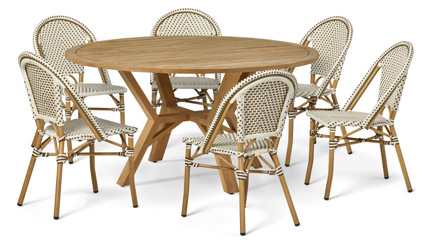 Solhaga/Campino - Utegrupp med bord och 6 stolar - Brun