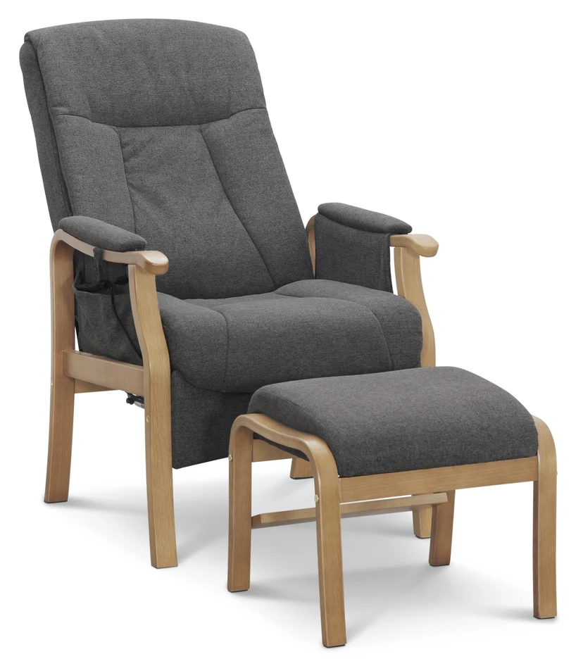 Rune - Fåtölj med fotpall, lyfthjälp - Grå