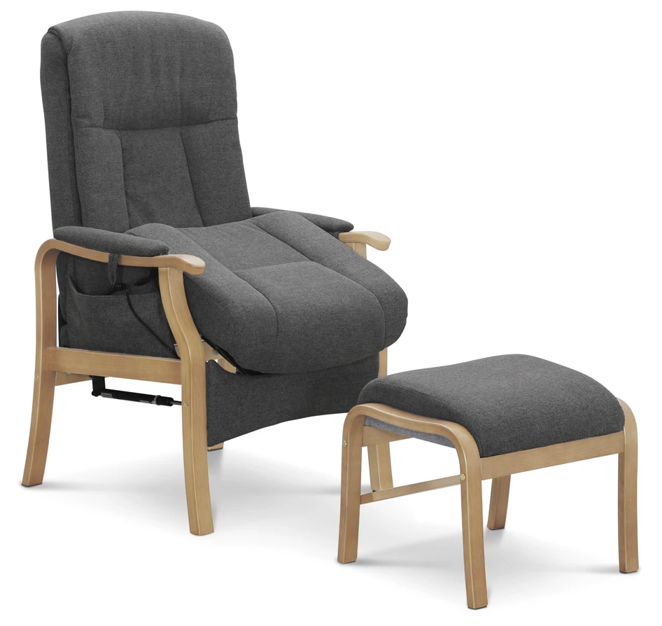 Rune - Fåtölj med fotpall, lyfthjälp - Grå