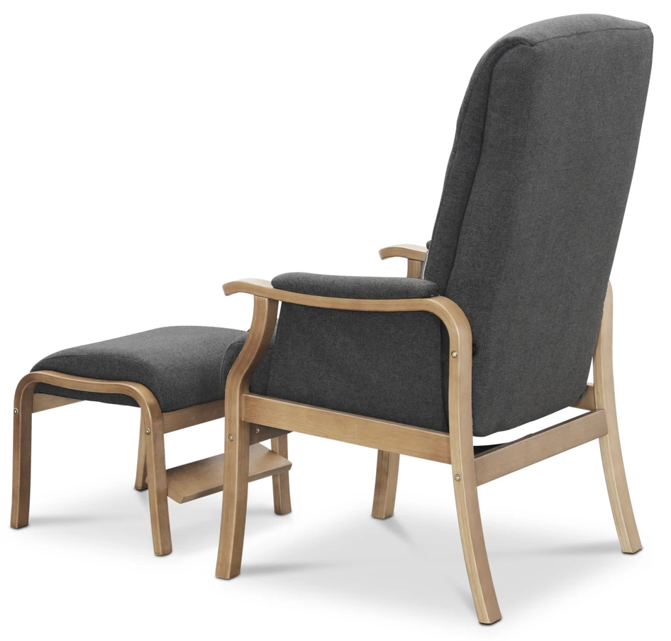 Rune - Fåtölj med fotpall - Grå