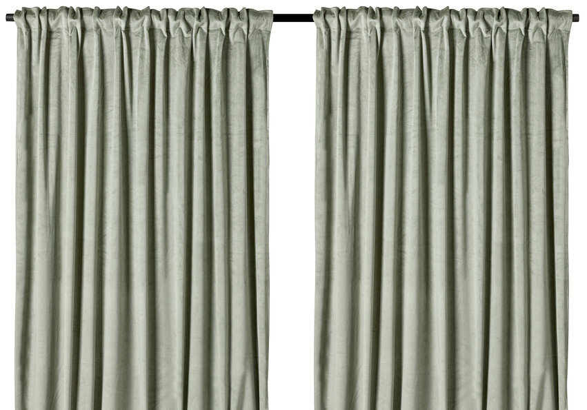 Velvet - Sammetsgardin, 140x250 cm, 2-pack - Grön