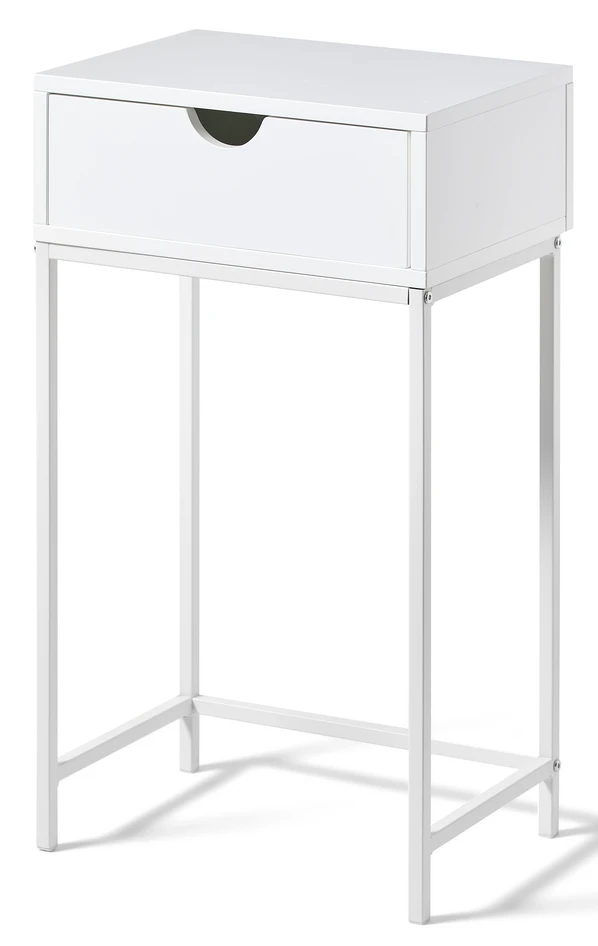 Plint - Sängbord med 1 låda, 40x28,5x70 cm - Vit