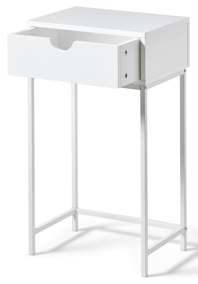 Plint - Sängbord med 1 låda, 40x28,5x70 cm - Vit