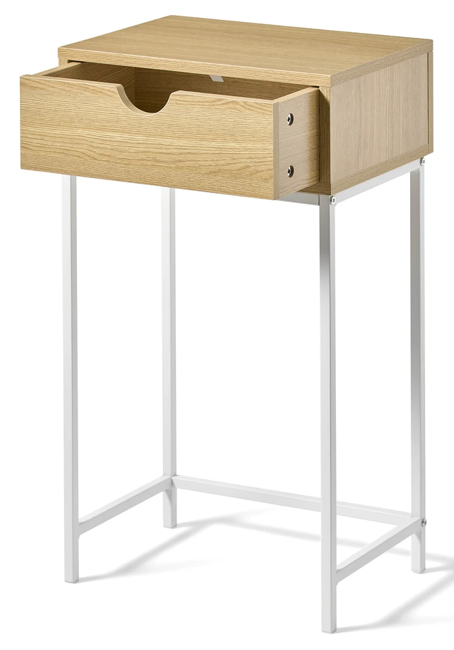 Plint - Sängbord med 1 låda, 40x28,5x70 cm - Beige