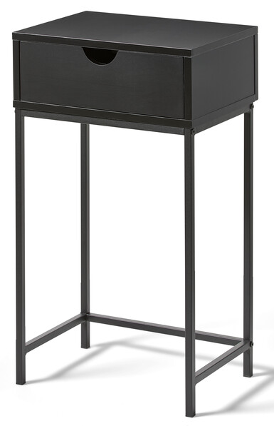 Plint - Sängbord med 1 låda, 40x28,5x70 cm - Svart