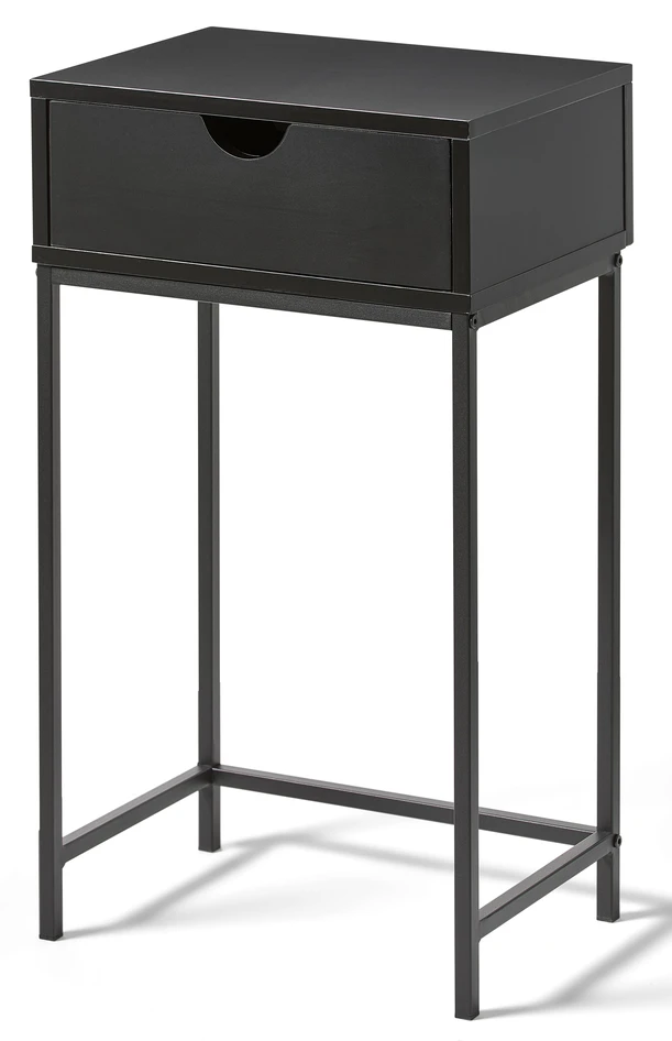Plint - Sängbord med 1 låda, 40x28,5x70 cm - Svart