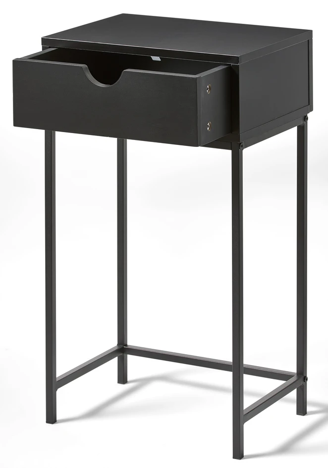 Plint - Sängbord med 1 låda, 40x28,5x70 cm - Svart