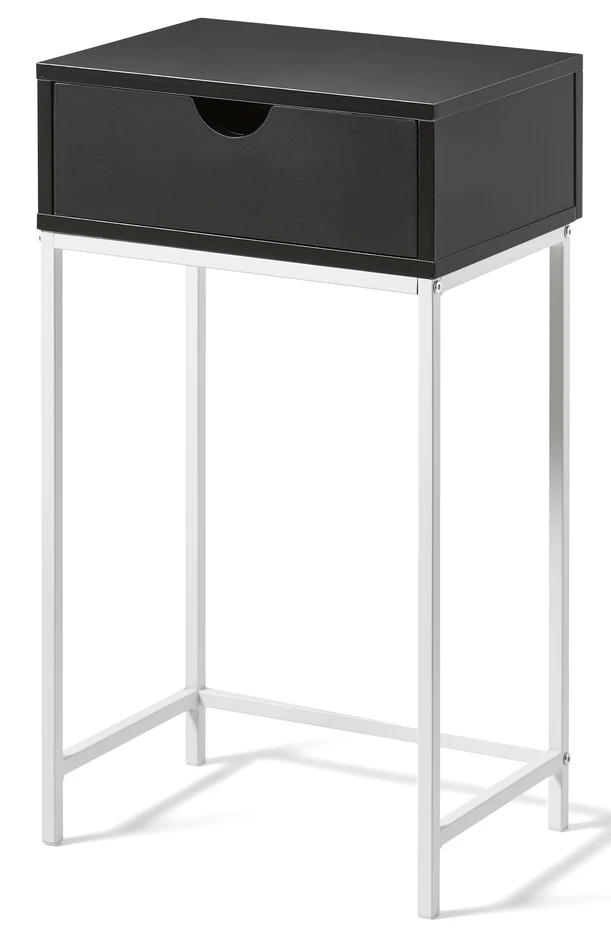 Plint - Sängbord med 1 låda, 40x28,5x70 cm - Svart