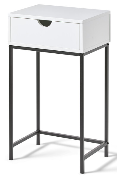 Plint - Sängbord med 1 låda, 40x28,5x70 cm - Vit
