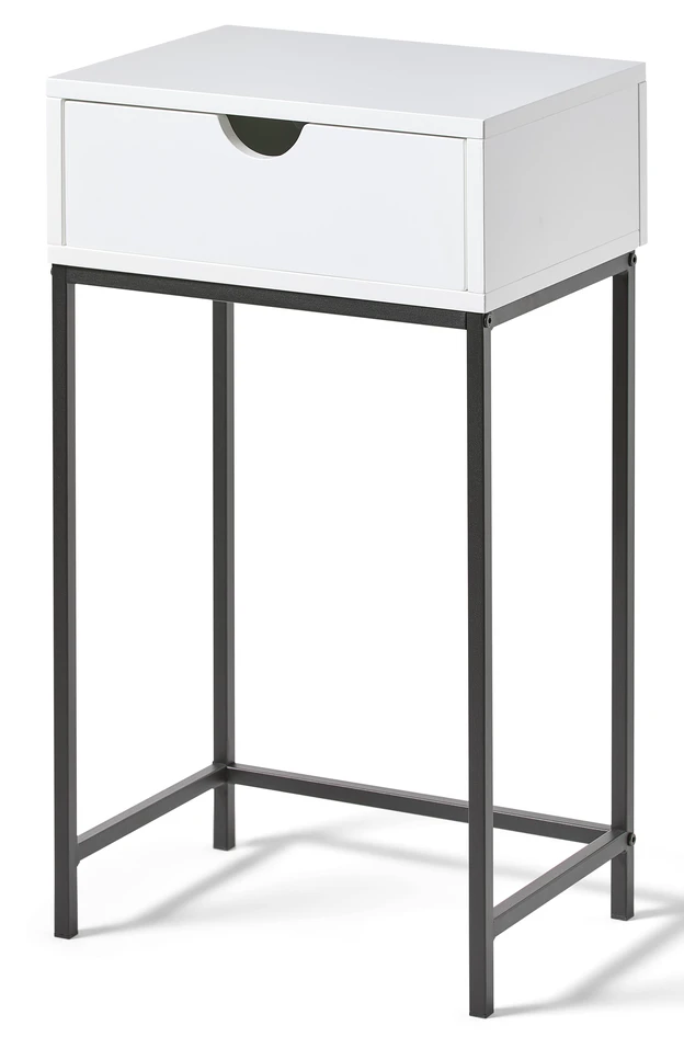 Plint - Sängbord med 1 låda, 40x28,5x70 cm - Vit