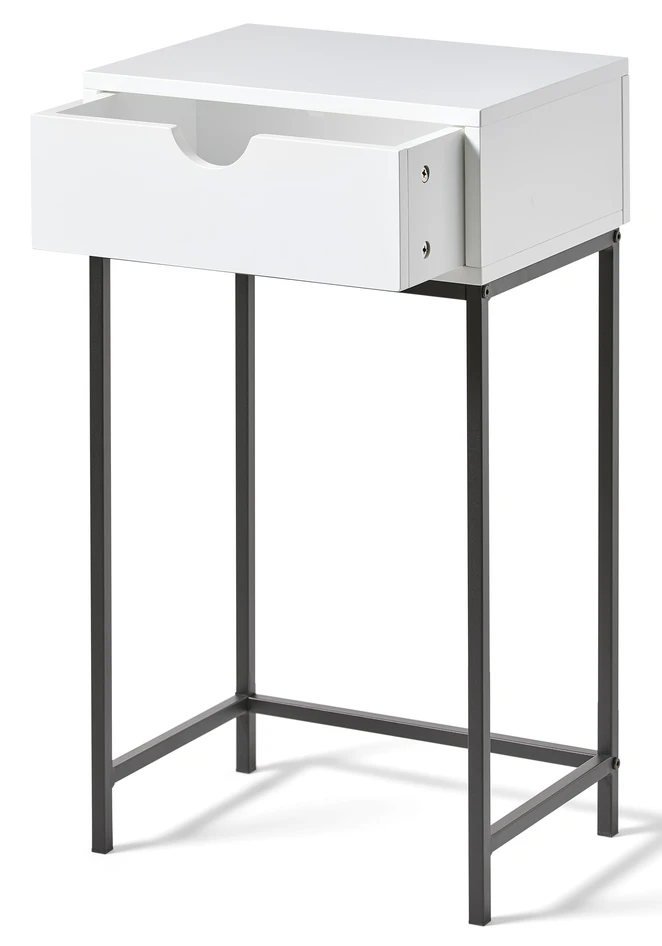 Plint - Sängbord med 1 låda, 40x28,5x70 cm - Vit