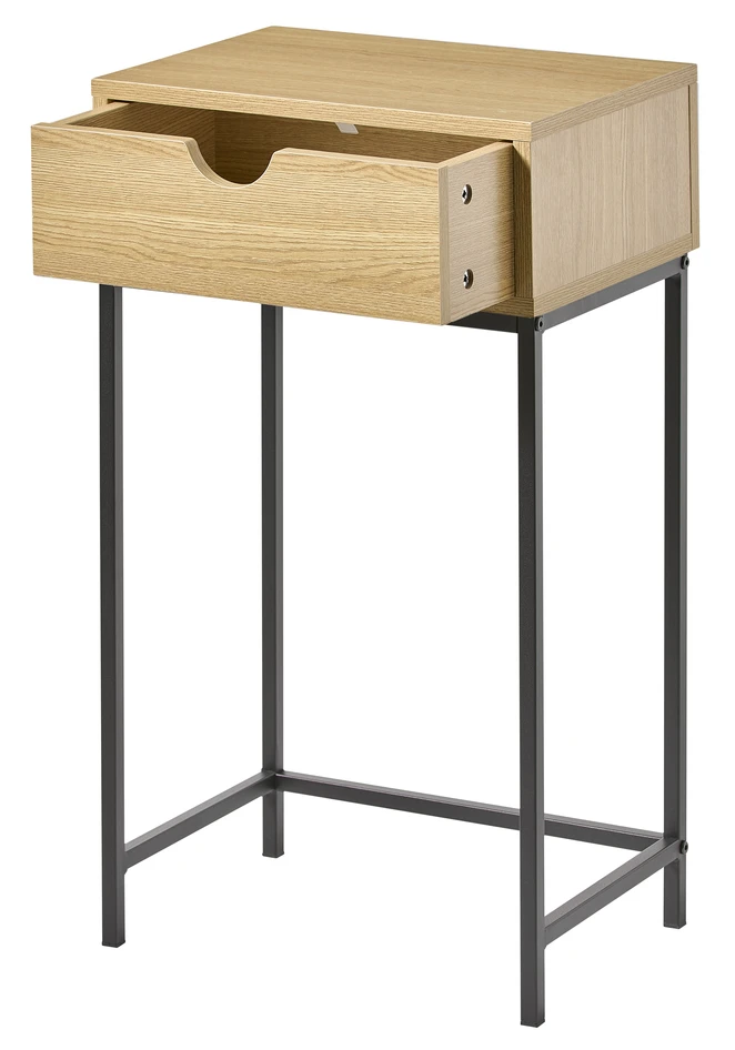Plint - Sängbord med 1 låda, 40x28,5x70 cm - Beige