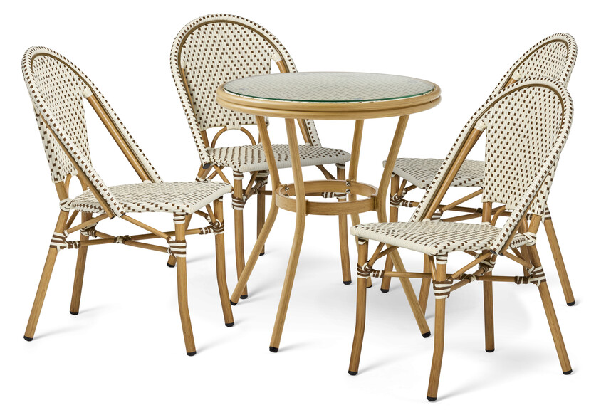 Campino - Utegrupp bord Ø 70 cm med 4 stolar - Beige