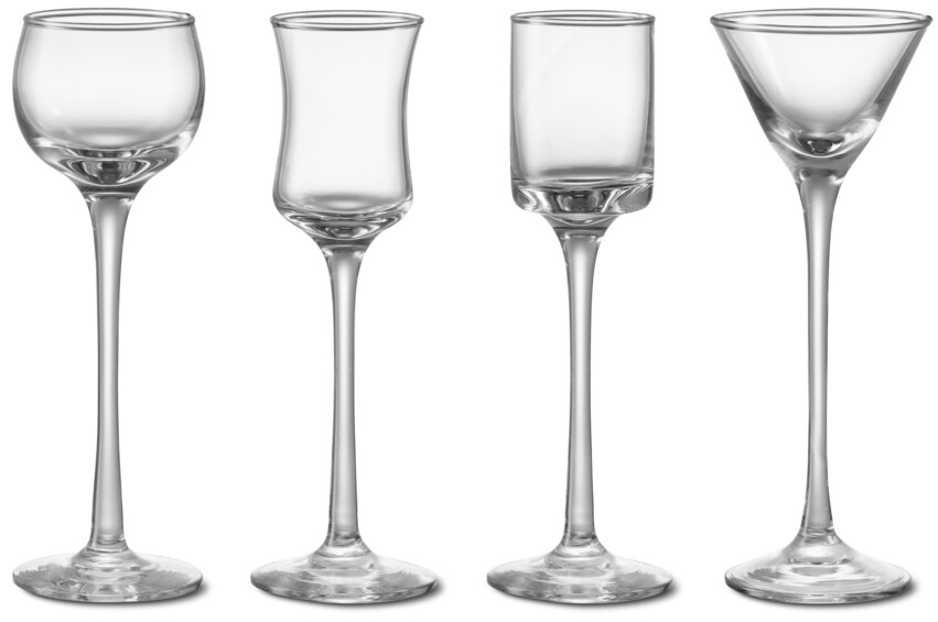 Nubbe - Snapsglas, H 16 cm, 4 cl, 4 pack - Vit