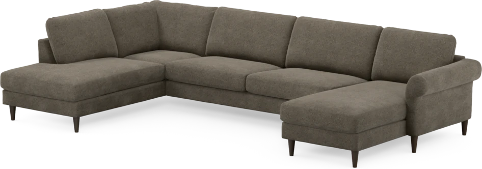 Bridge - 3-sits soffa med divan vänster och schäslong höger - Brun