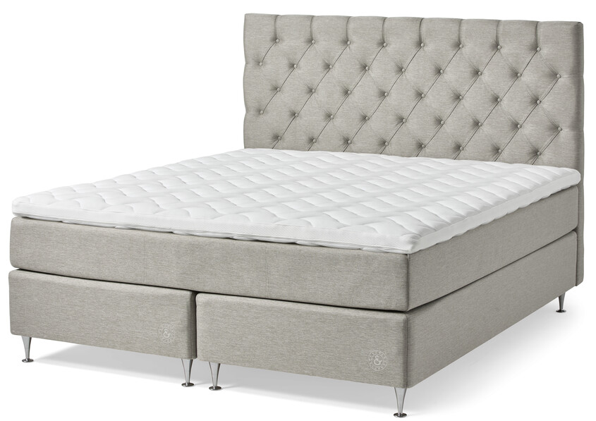 Särö Exclusive - Kontinentalsäng, dubbelsäng med bäddmadrass Särö Exclusive och Särö pikerad L sänggavel - Beige