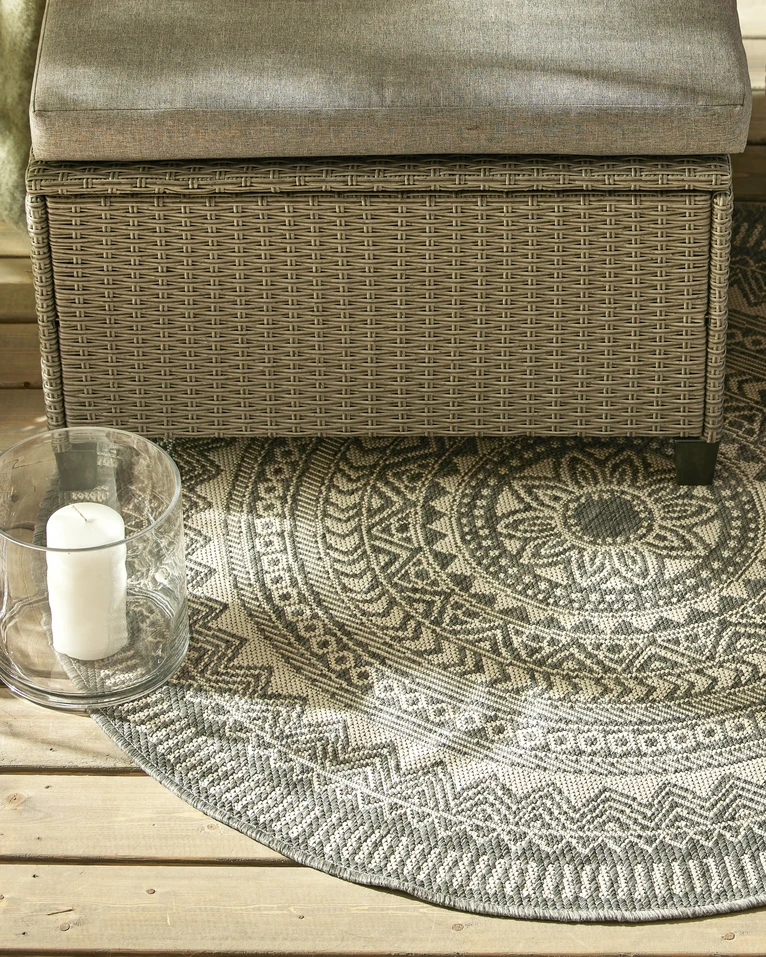 Enerum, Flatvävd matta, inom-/utomhus, Ø 120 cm