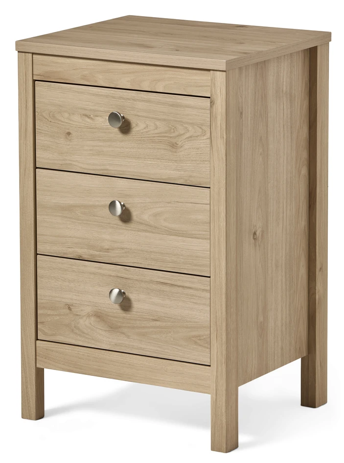 Molly - Sängbord med 3 lådor, 44x38,5x70 cm - Beige