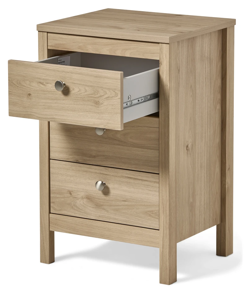 Molly - Sängbord med 3 lådor, 44x38,5x70 cm - Beige