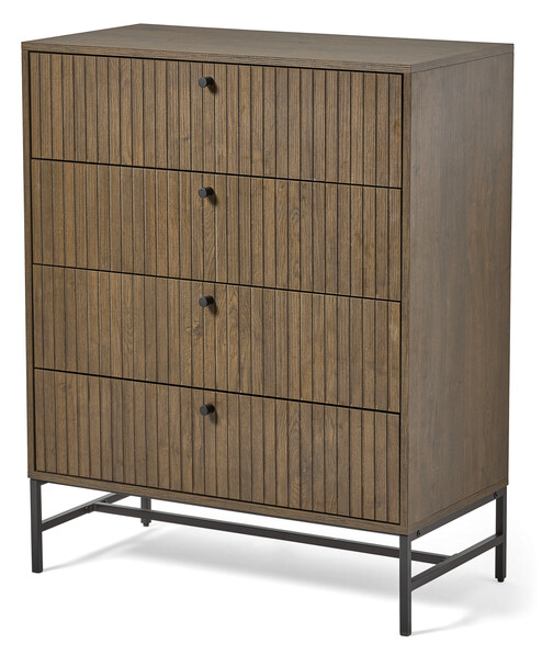 Tino - Byrå med 4 lådor, 81x40x100 cm - Brun