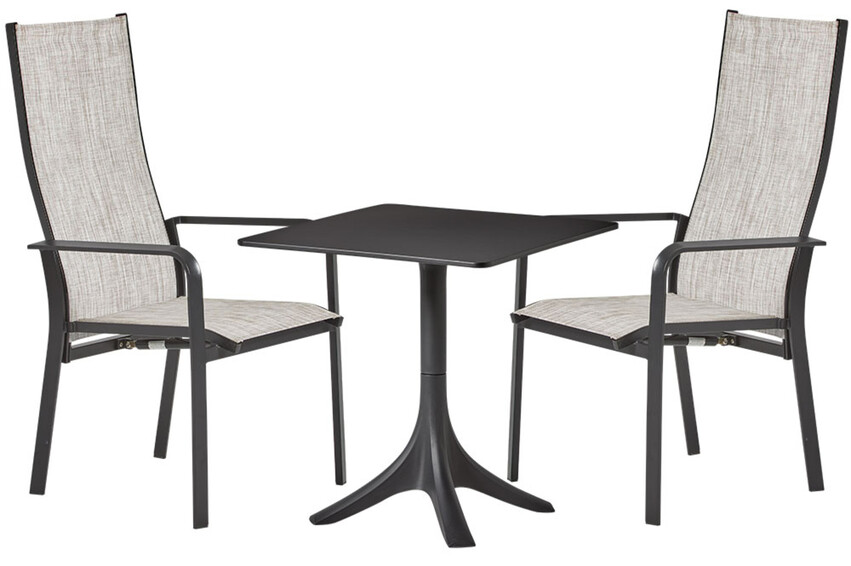 Rico/Modena - Utegrupp med bord och 2 reclinerstolar - Svart