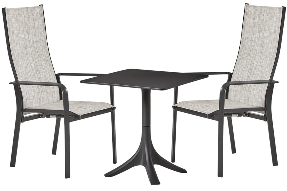 Rico/Modena - Utegrupp med bord och 2 reclinerstolar - Svart