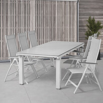 Modena - Utegrupp med bord L 220-319 cm och 6 positionsstolar - inspiration