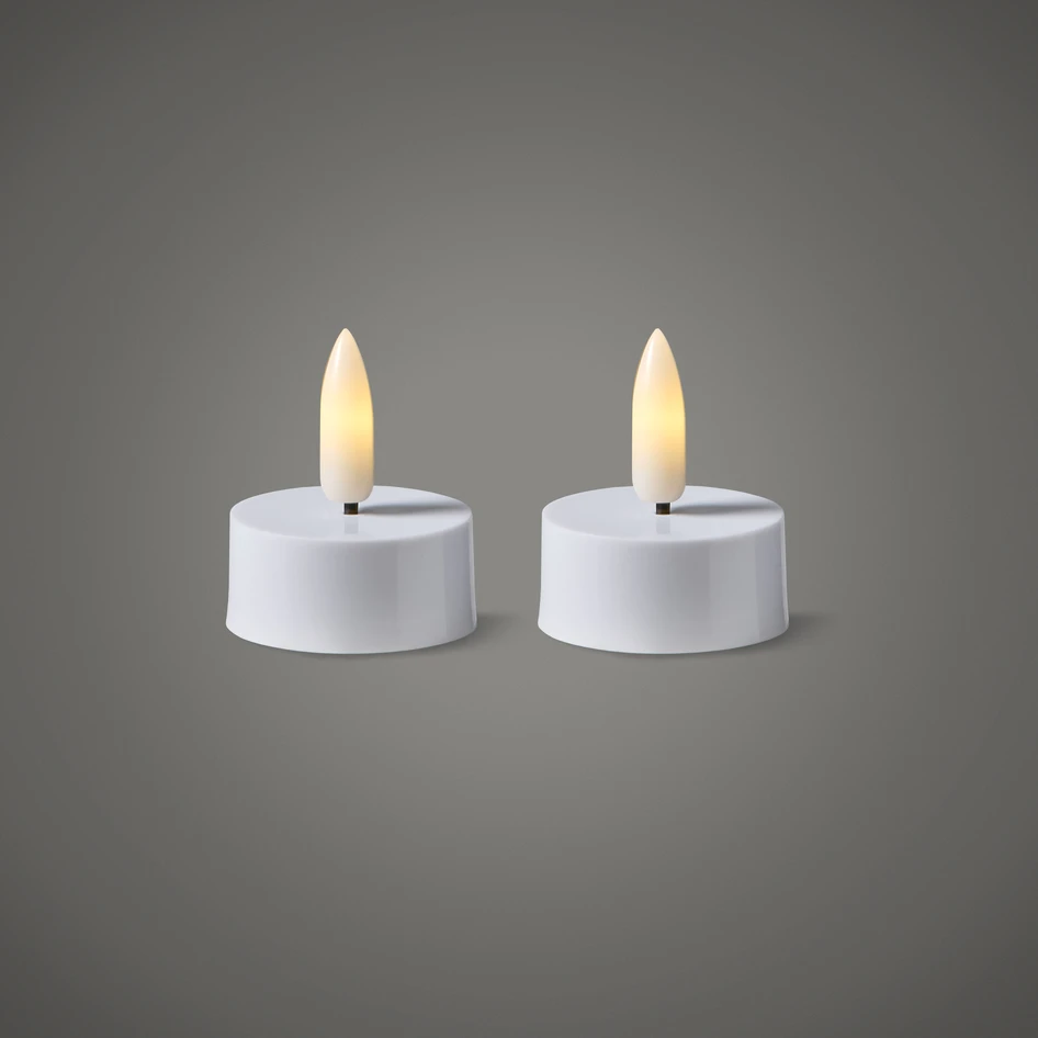 Skimra - LED-ljus, 2-pack, H 4,8 Ø 3,8 cm, timer - Vit
