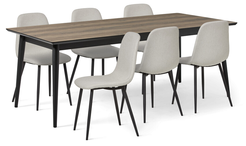 Edge - Matgrupp med 6 stolar Tracy - Brun