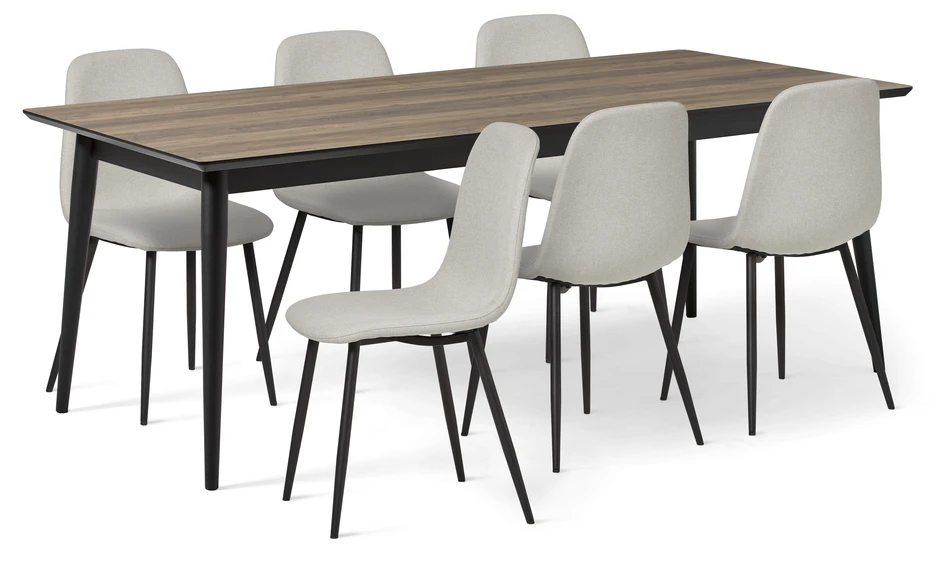 Edge - Matgrupp med 6 stolar Tracy - Brun