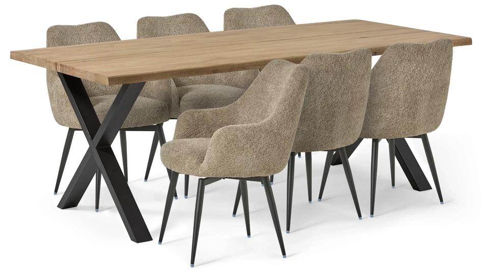 Eastwood live - Matgrupp med 6 stolar Edin - Beige