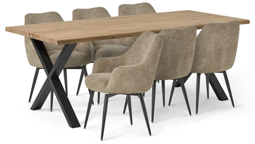 Eastwood live - Matgrupp med 6 stolar Edin - Beige