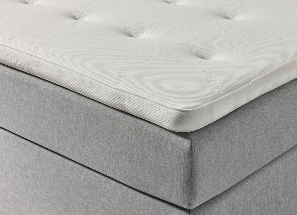 Väderö Comfort - Kontinentalsäng, dubbelsäng med bäddmadrass, sänggavel pikerad - Grå