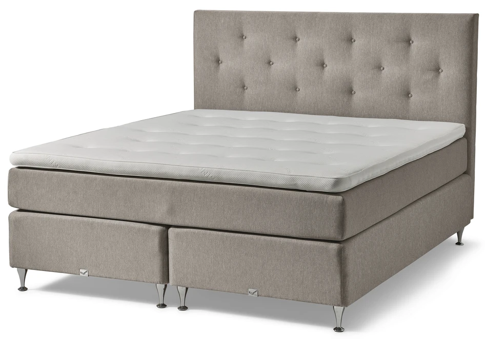 Väderö Comfort - Kontinentalsäng Comfort, dubbelsäng med bäddmadrass, sänggavel pikerad - Beige