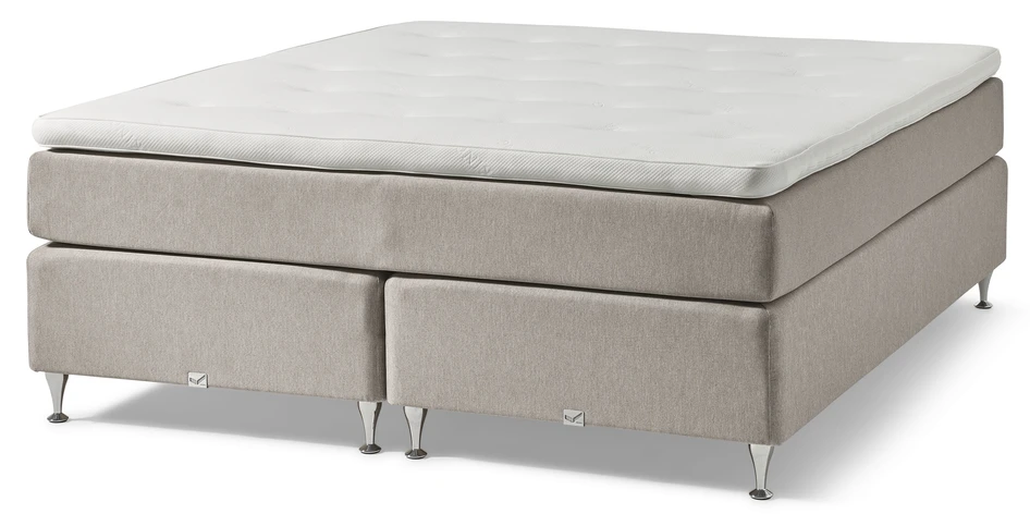 Väderö Comfort - Kontinentalsäng Comfort, dubbelsäng med bäddmadrass, sänggavel pikerad - Beige