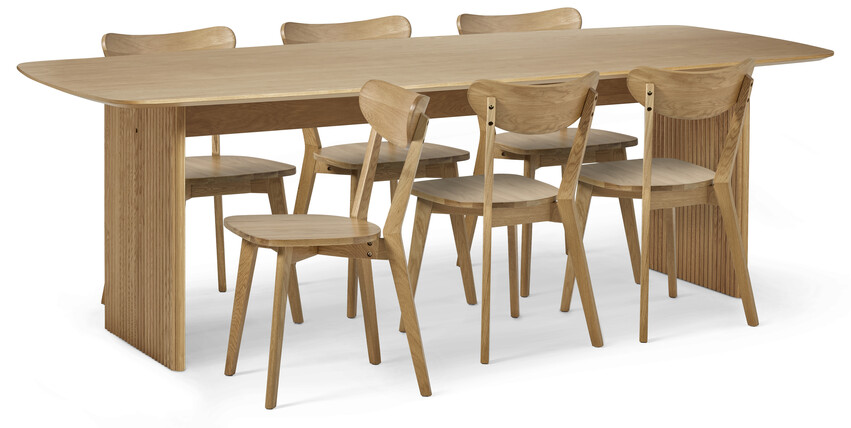 Ines - Matgrupp med 6 stolar Ludvig - Beige