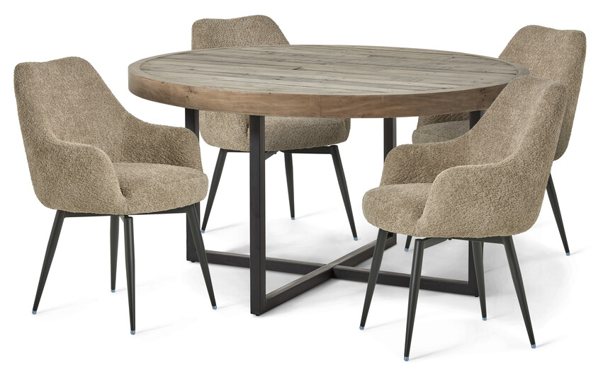 Woodenforge - Matgrupp med 4 stolar Edin - Beige