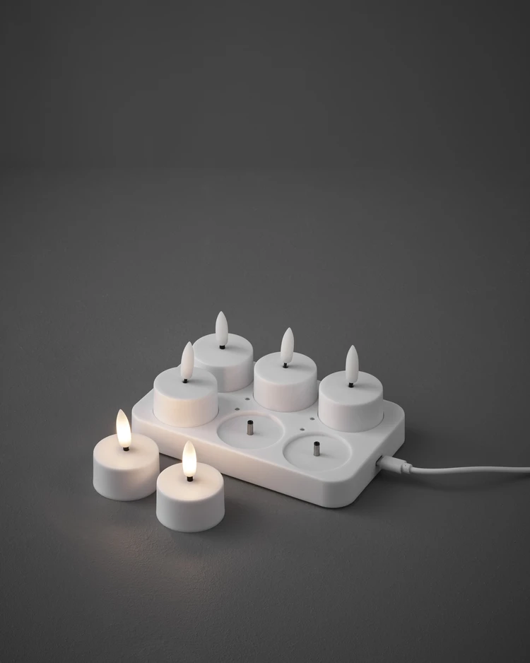 Flamme Charge - LED-ljus, 14x9x6 cm, 6 ljus, brinntid 30 h - inspiration