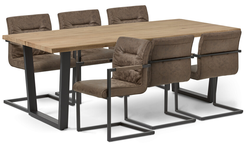 Eastwood live - Matgrupp med 6 karmstolar Eastwood - Beige