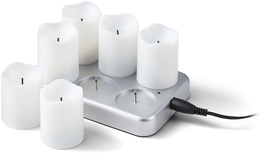 ChargeMe - LED-ljus, 15x9,5x7,5 cm, 6 ljus, brinntid 6 h - Vit