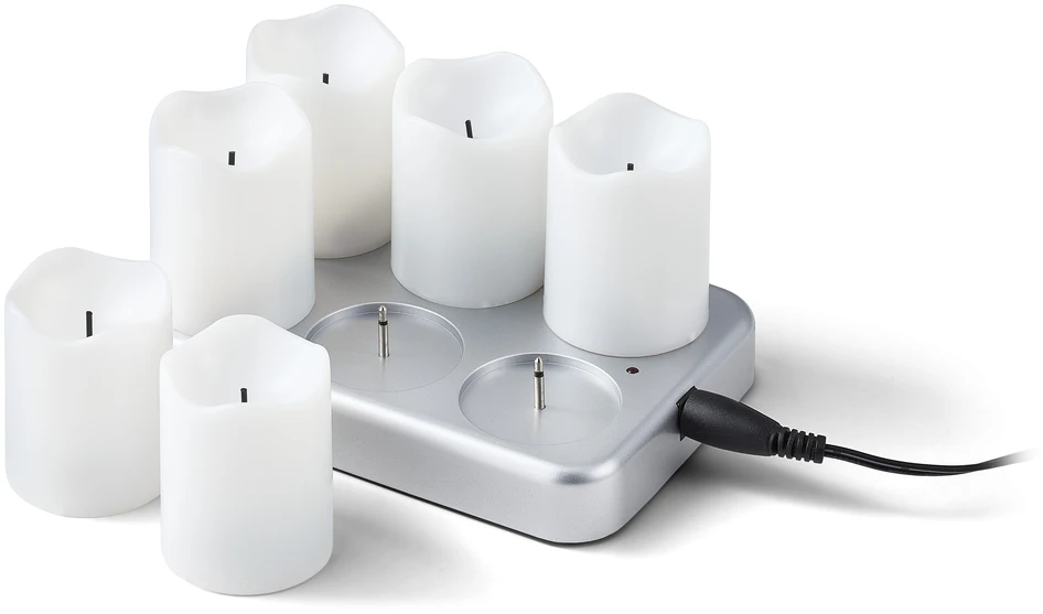 ChargeMe - LED-ljus, 15x9,5x7,5 cm, 6 ljus, brinntid 6 h - Vit