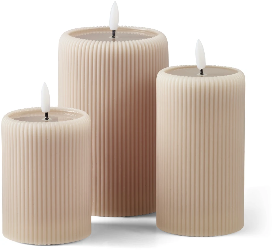 Stråla - LED-ljus, H 10 Ø 7,5 cm, timer - Beige