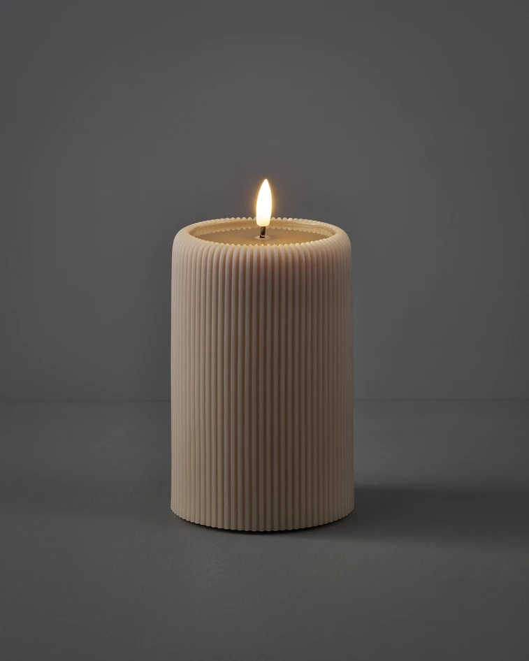 Stråla - LED-ljus, H 15 Ø 10 cm, timer - Beige