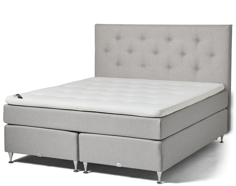 Active Comfort - Kontinentalsäng, dubbelsäng med bäddmadrass Soft och Active pikerad sänggavel - Grå