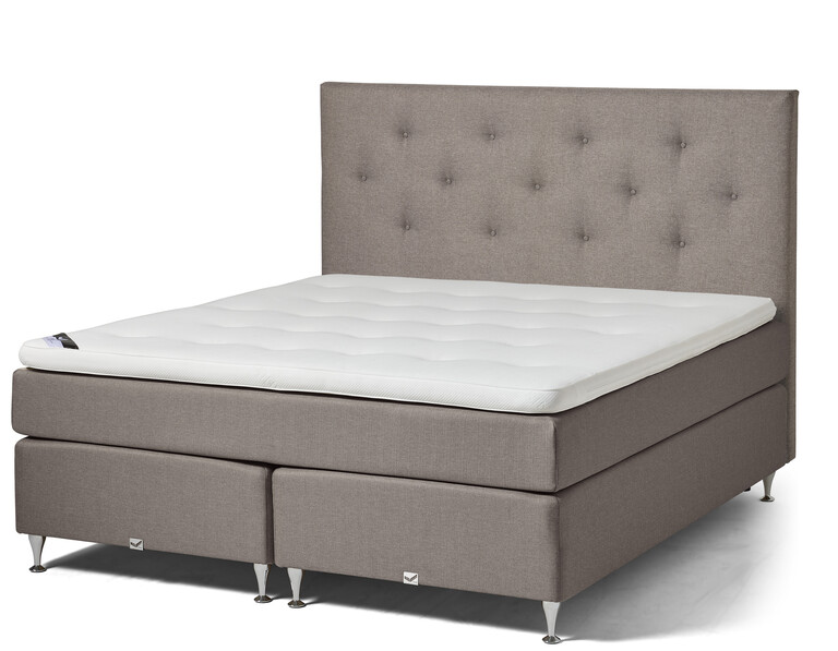 Active Comfort - Kontinentalsäng, dubbelsäng med bäddmadrass Soft och Active pikerad sänggavel - Brun