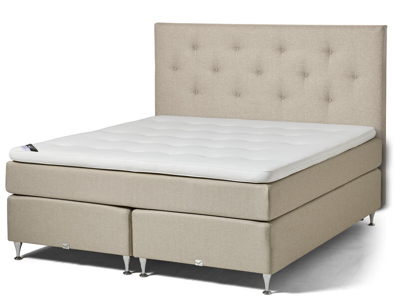 Active Comfort - Kontinentalsäng, dubbelsäng med bäddmadrass Soft och Active pikerad sänggavel - Beige