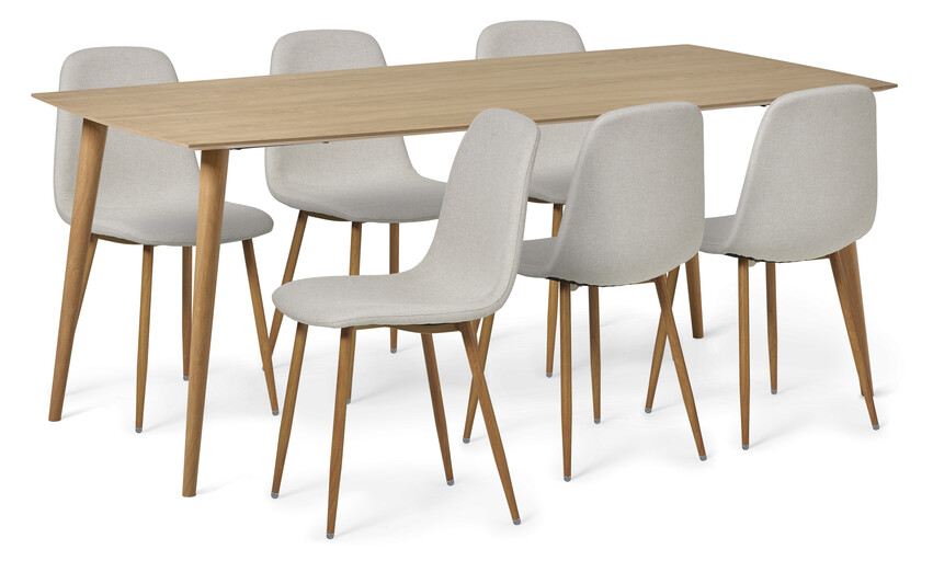 Plaine - Matgrupp med 6 stolar Tracy - Beige